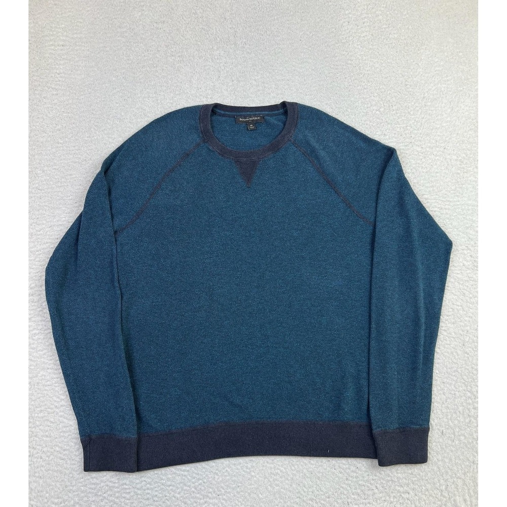 Banana Republic Sweater Mens Medium Blue Crewneck Pullover Cotton Blend